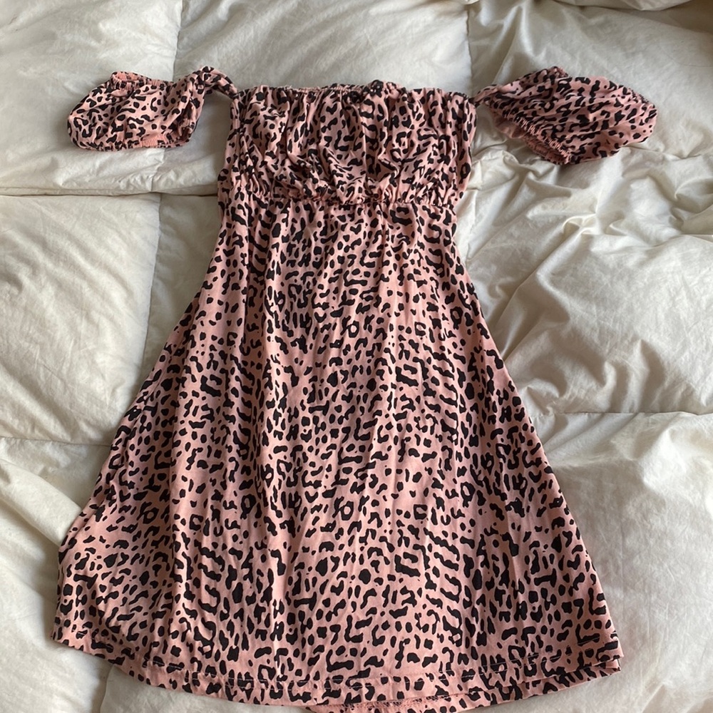 Missguided like new cheetah print mini dress Bardot off the shoulder style